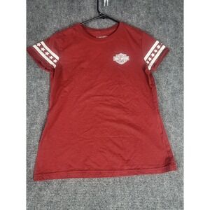 Harley-Davidson Wounded Warrior Project Tee Star Sleeve Burgundy Women‎ Sz XS